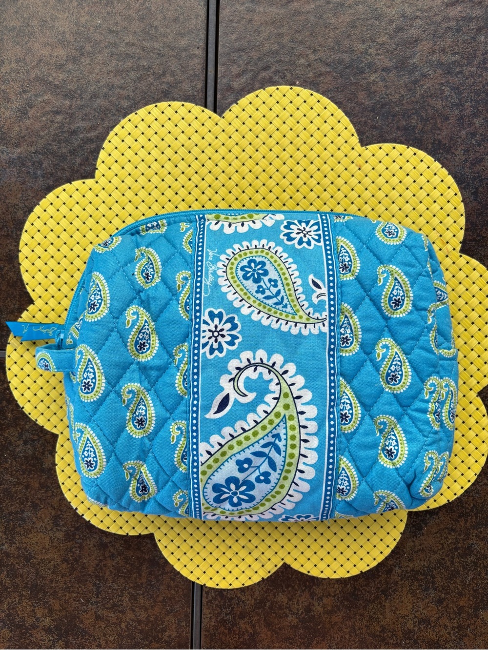 Vera Bradley retired Bermuda Blue paisley pattern Cosmetic Bag